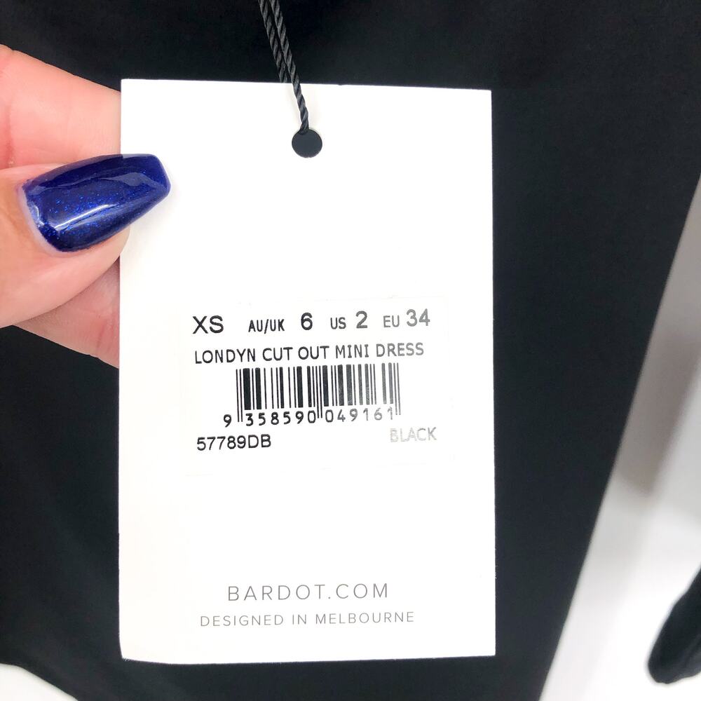BARDOT Women's Londyn Cut Out Mini Dress XS Black Bodycon Stretch NWT - Picture 10 of 14